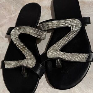 Chic Black and Silver Women's Sandals